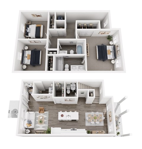 Floor plan for 3 beds, 2.5 baths, 1459 sqft